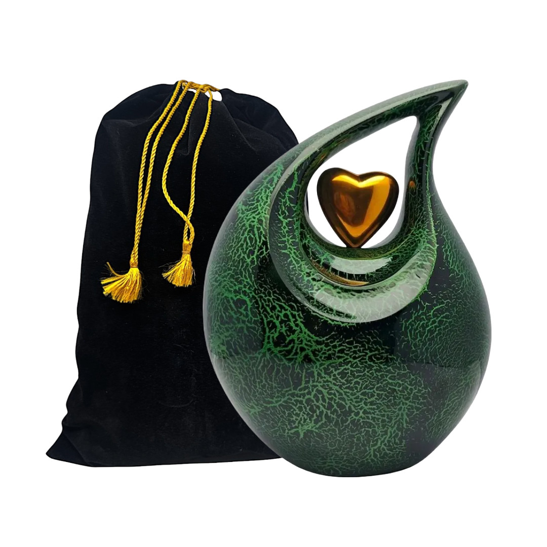 Large Emerald Green Teardrop Cremation Urn for Human Ashes Adult Male Female