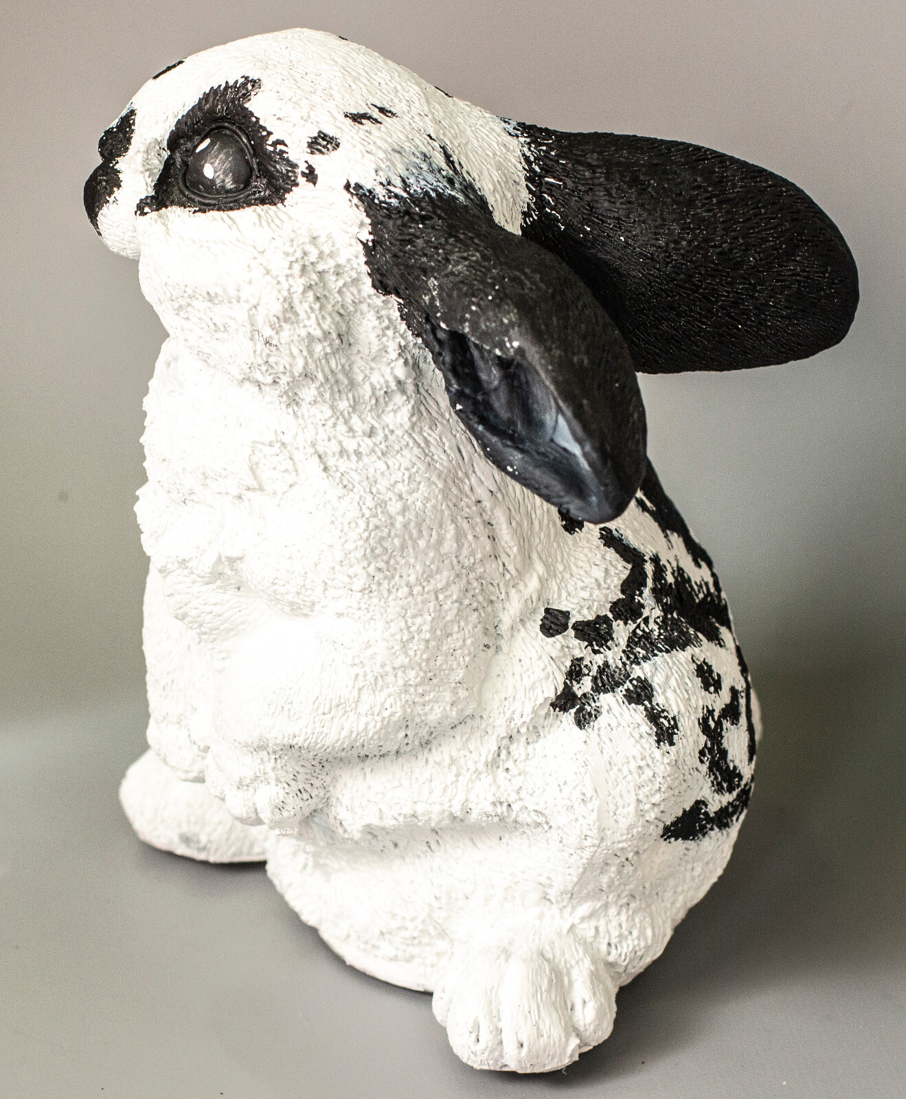 White Black Rabbit Urn Pet Ashes Bunny Statue Memorial Realistic Custom Painting