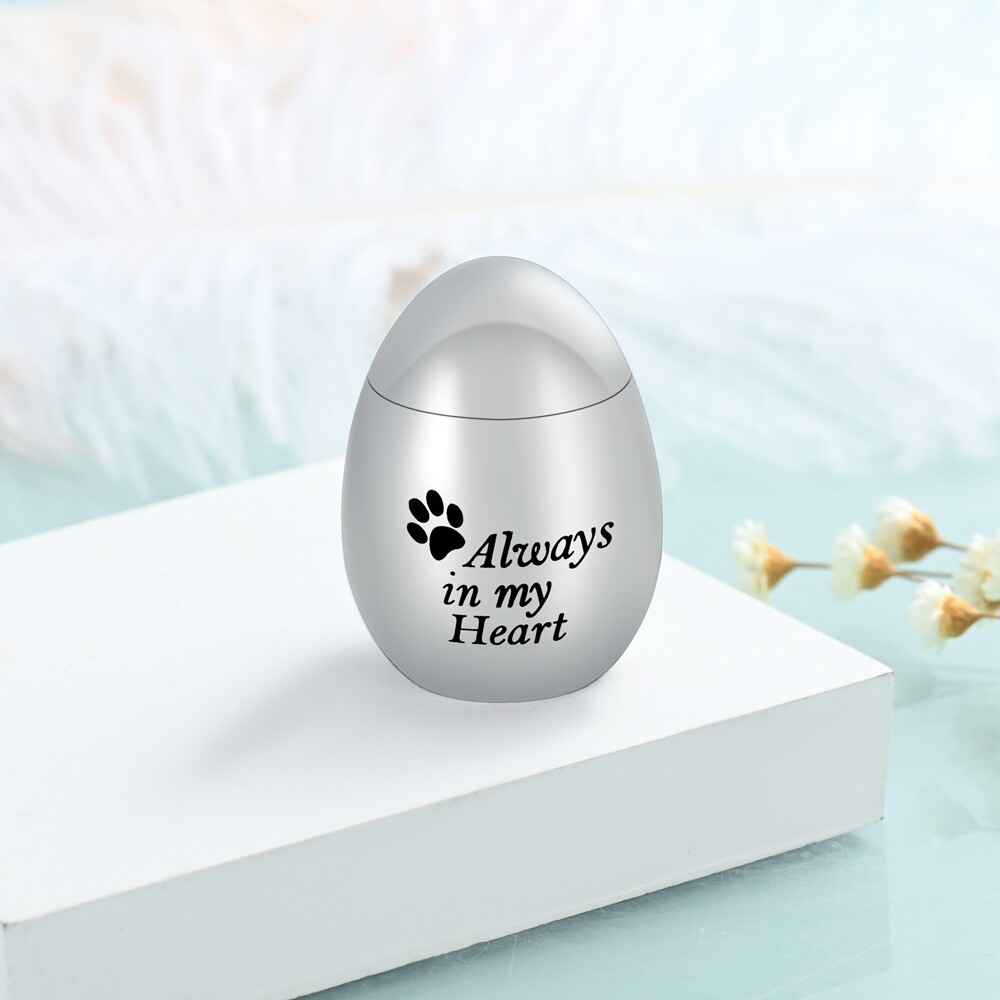 3*4cm Stainless Steel Pet Memory Egg Shaped Miniature Urn Dog Cat Cremation Ashe