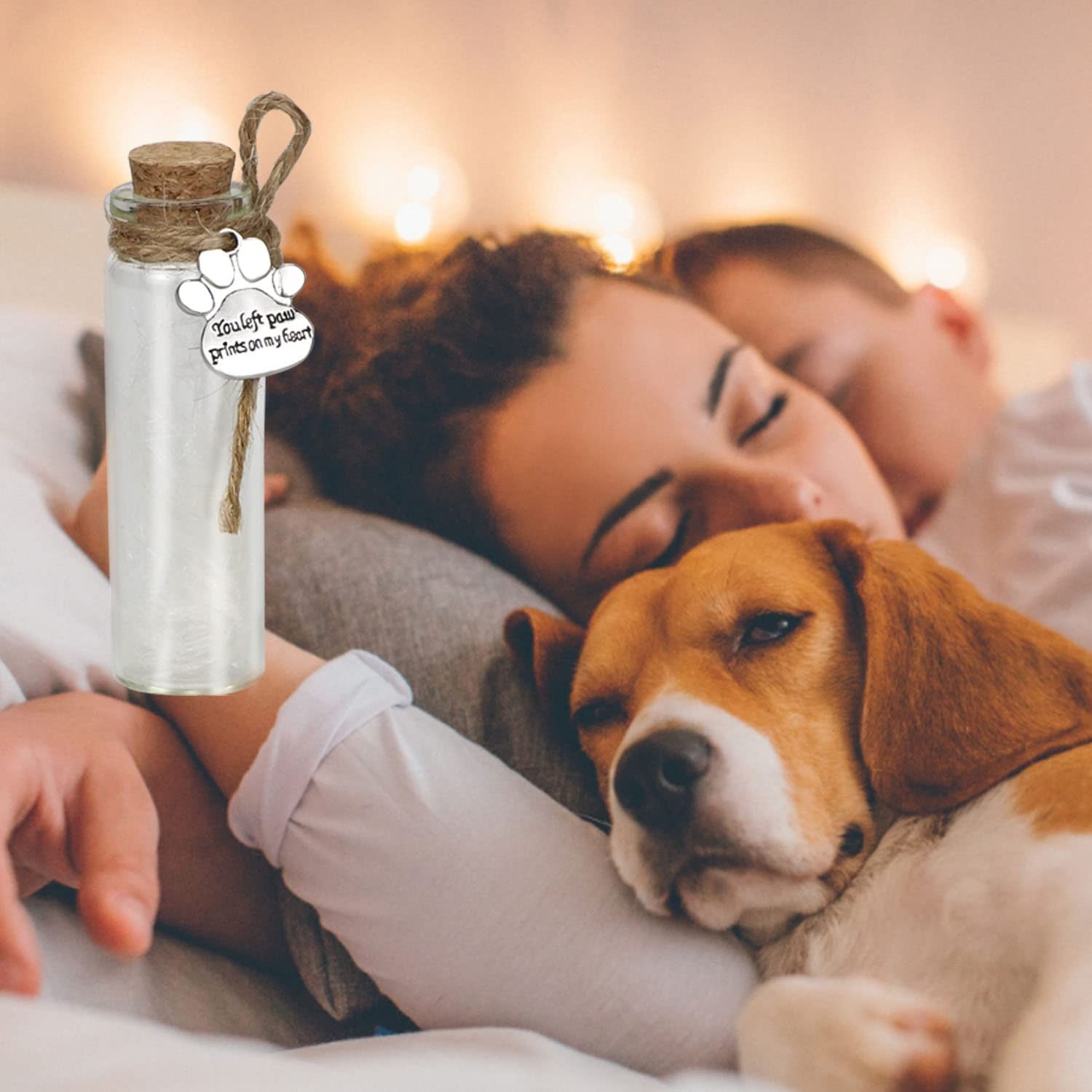 Pet Hair Memorial Bottle, Glass Vial for Ashes Or Hair Dog Or Cat Keepsake Gift