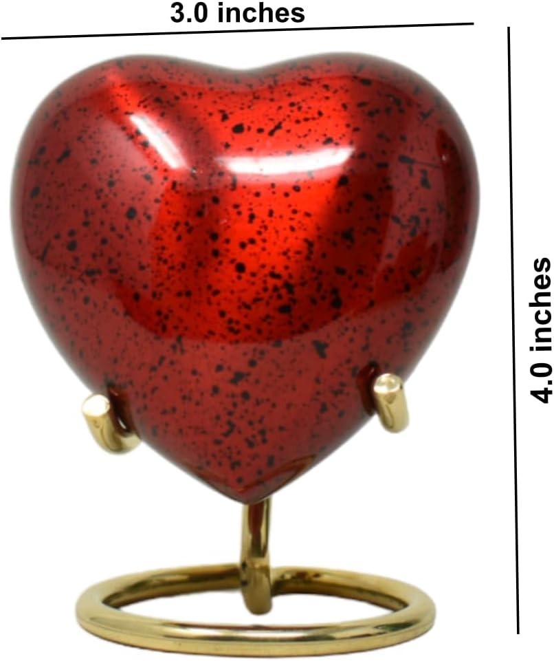 Red Heart Cremation Urn Keepsake Velvet Box Memorial Ashes Holder