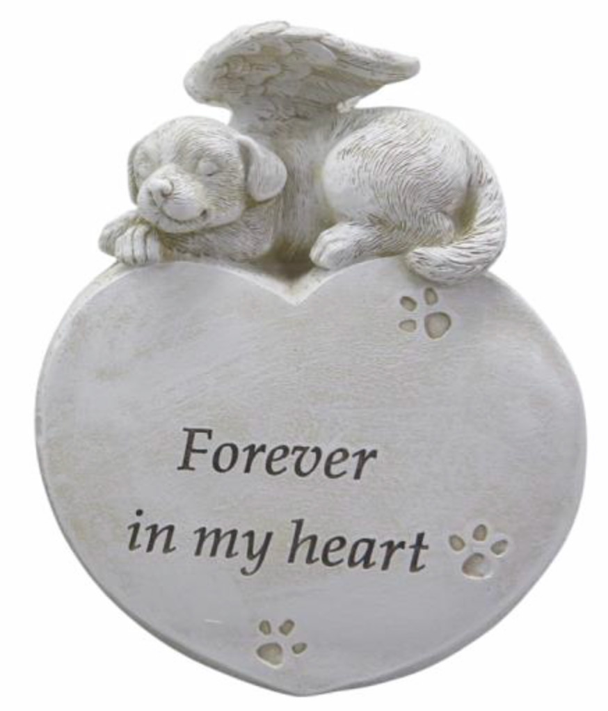 ~❤️~PET MEMORIAL Grave Sleeping Angel Cat/Dog heart wings Figurine 13cms
