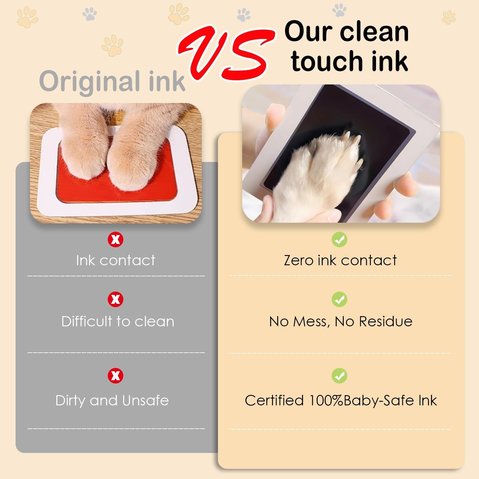 Tuhangcc Paw Print Clean Touch Ink Pad Kit for Dogs and Cats, Pet Owner Keeps…