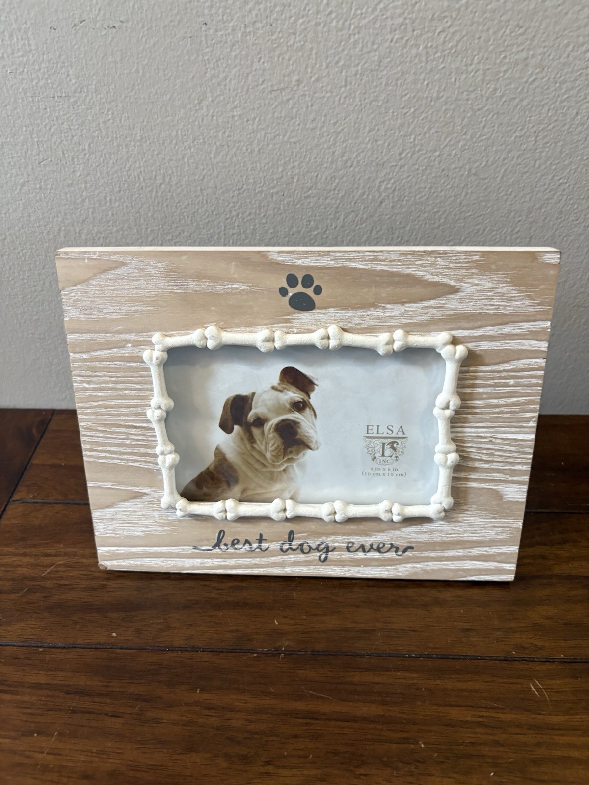 Distressed White Wood Pet Memorial Photo Frame