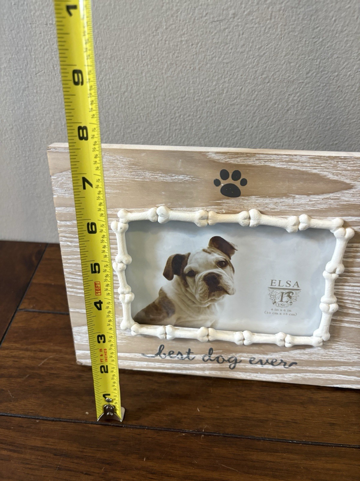 Distressed White Wood Pet Memorial Photo Frame