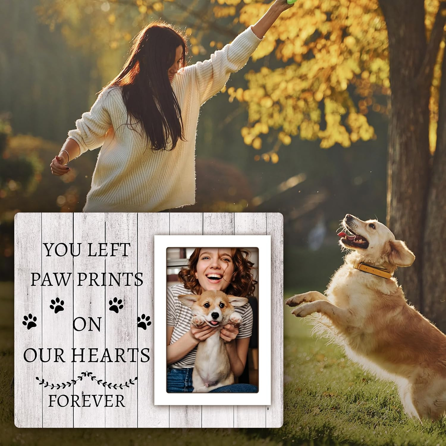 Dog Memorial Picture Frame 4×6 Pet Remembrance Sympathy Gift With Paw Prints