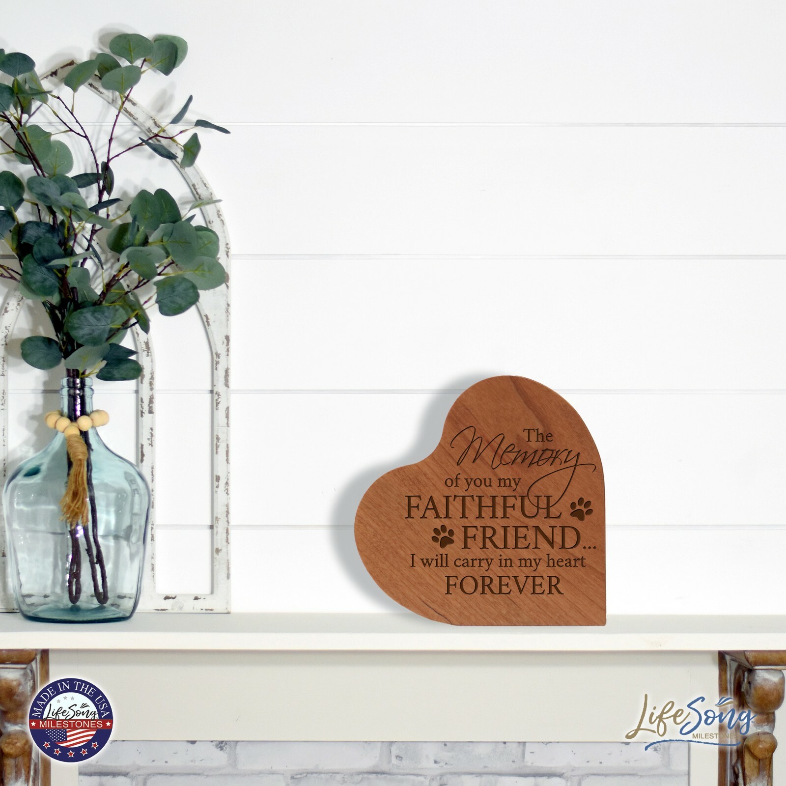 Inspirational Pet Memorial Heart Urn Condolence Keepsake For Loss of Pet Dog Cat
