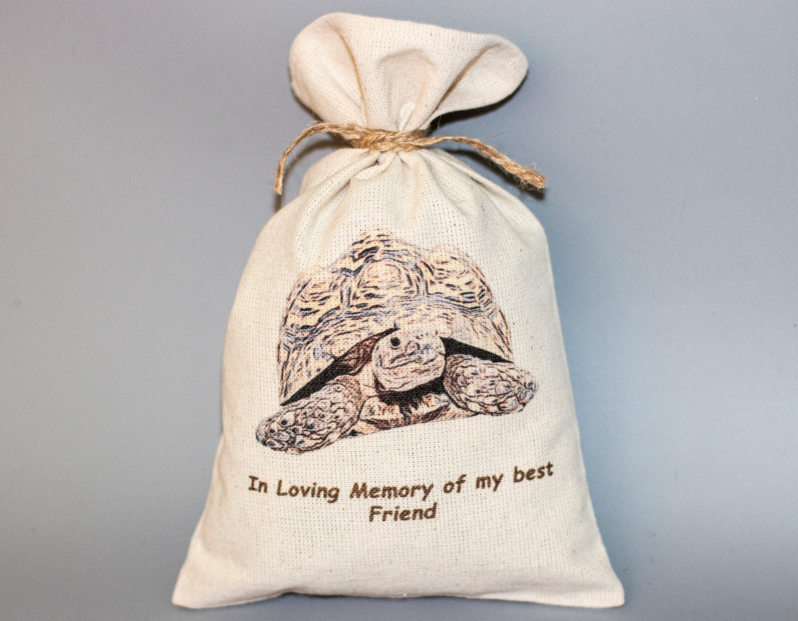 Tote Bag Turtle Memorial Keepsake Decorative Ash Holder Linen Pouch Animal Print