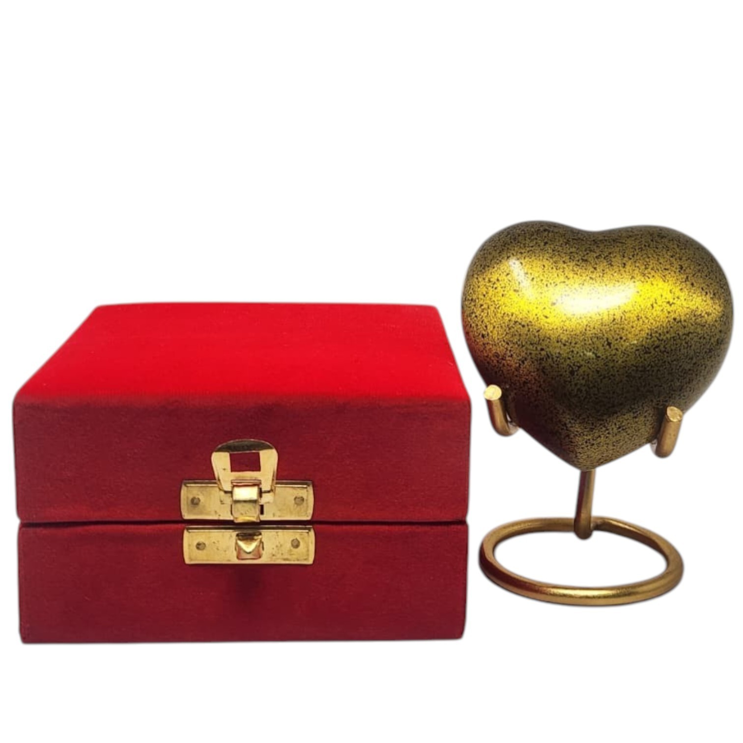Custom Mini Heart Urn for Ashes Pet Human Keepsake with Stand Velvet Box