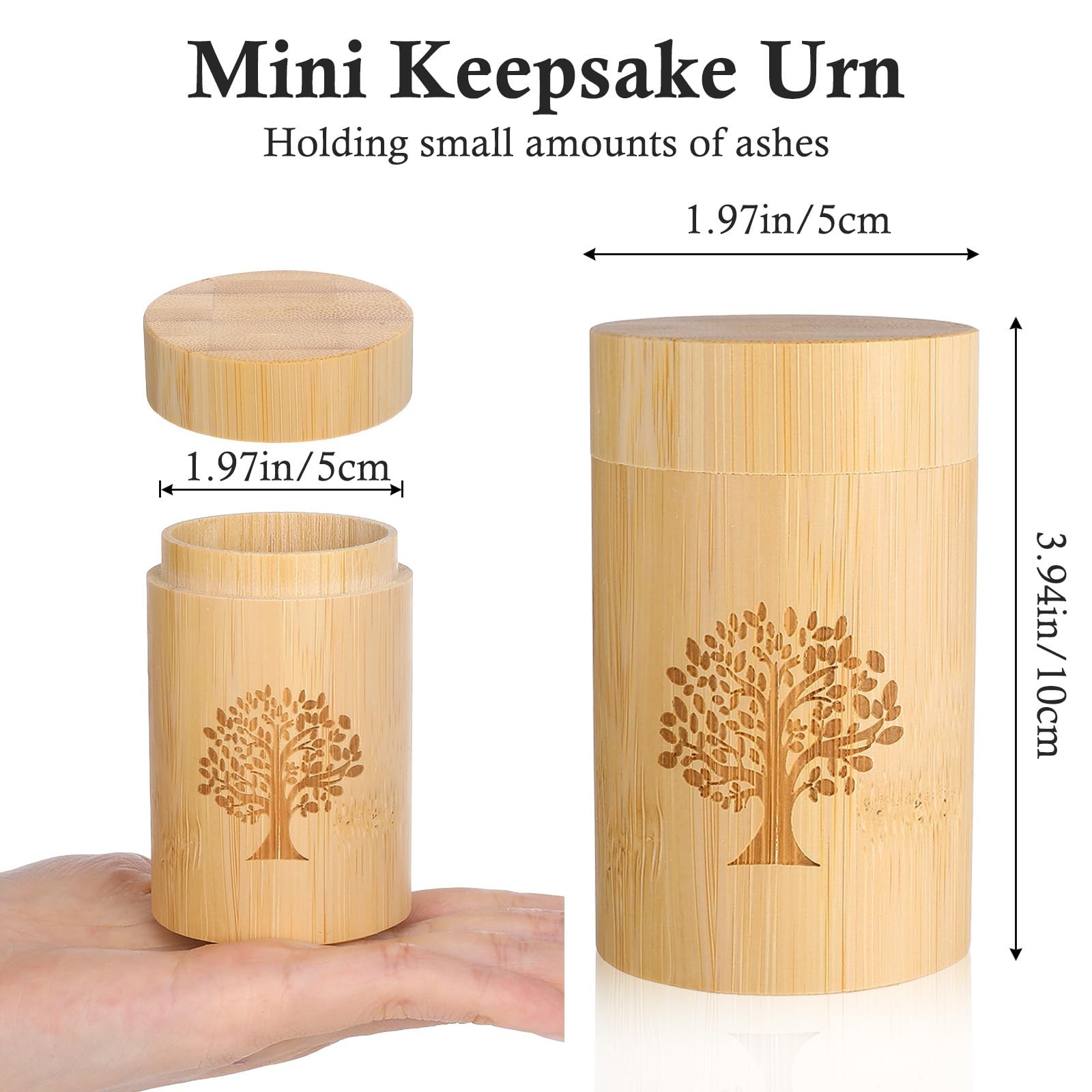 Small Bamboo Scattering Urn Tube for Human Ashes Mini Original Wood