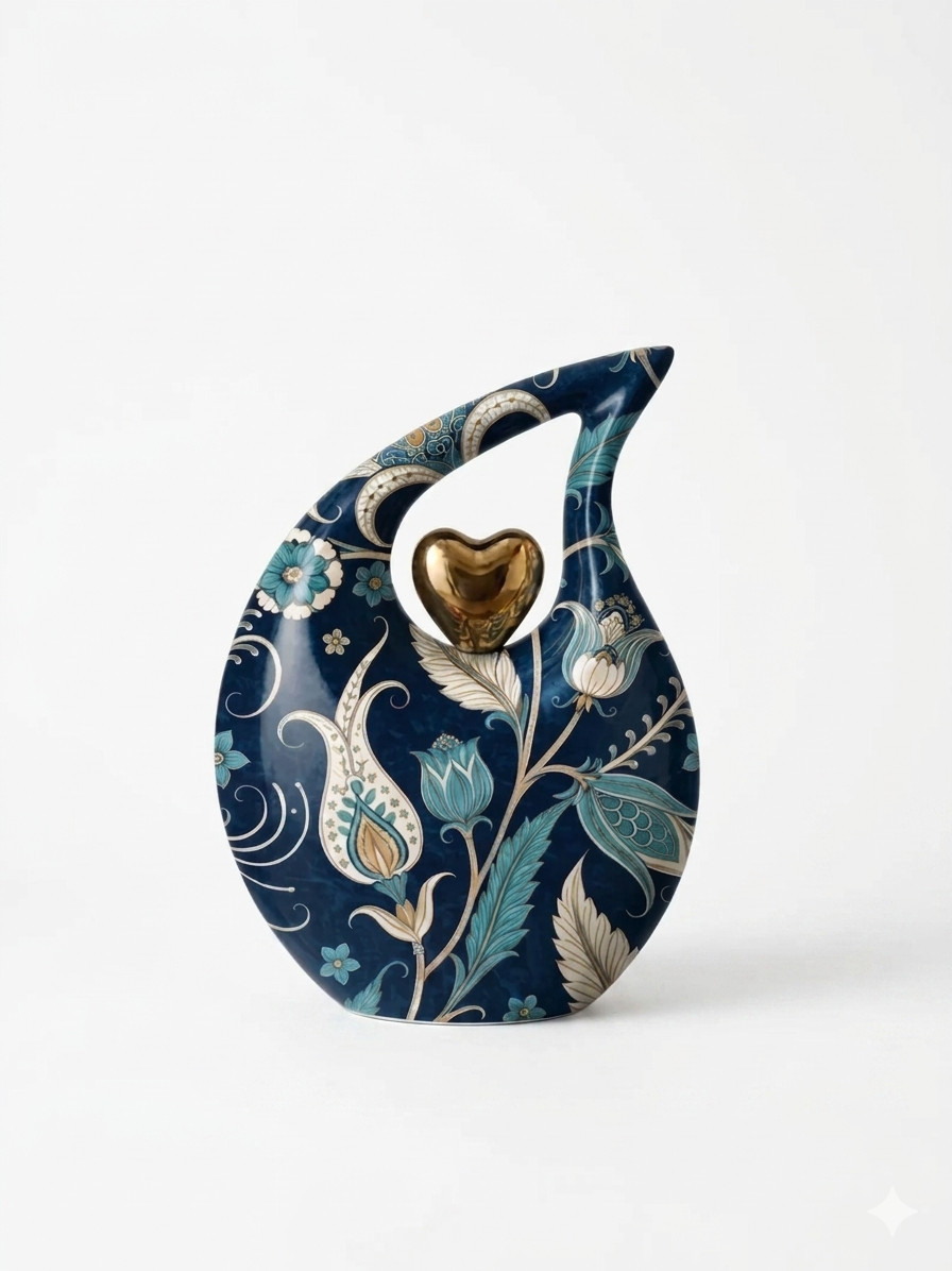 Artistic Blue Teardrop Cremation Memorial Urn for Your Love Ones Ashes w/Bag