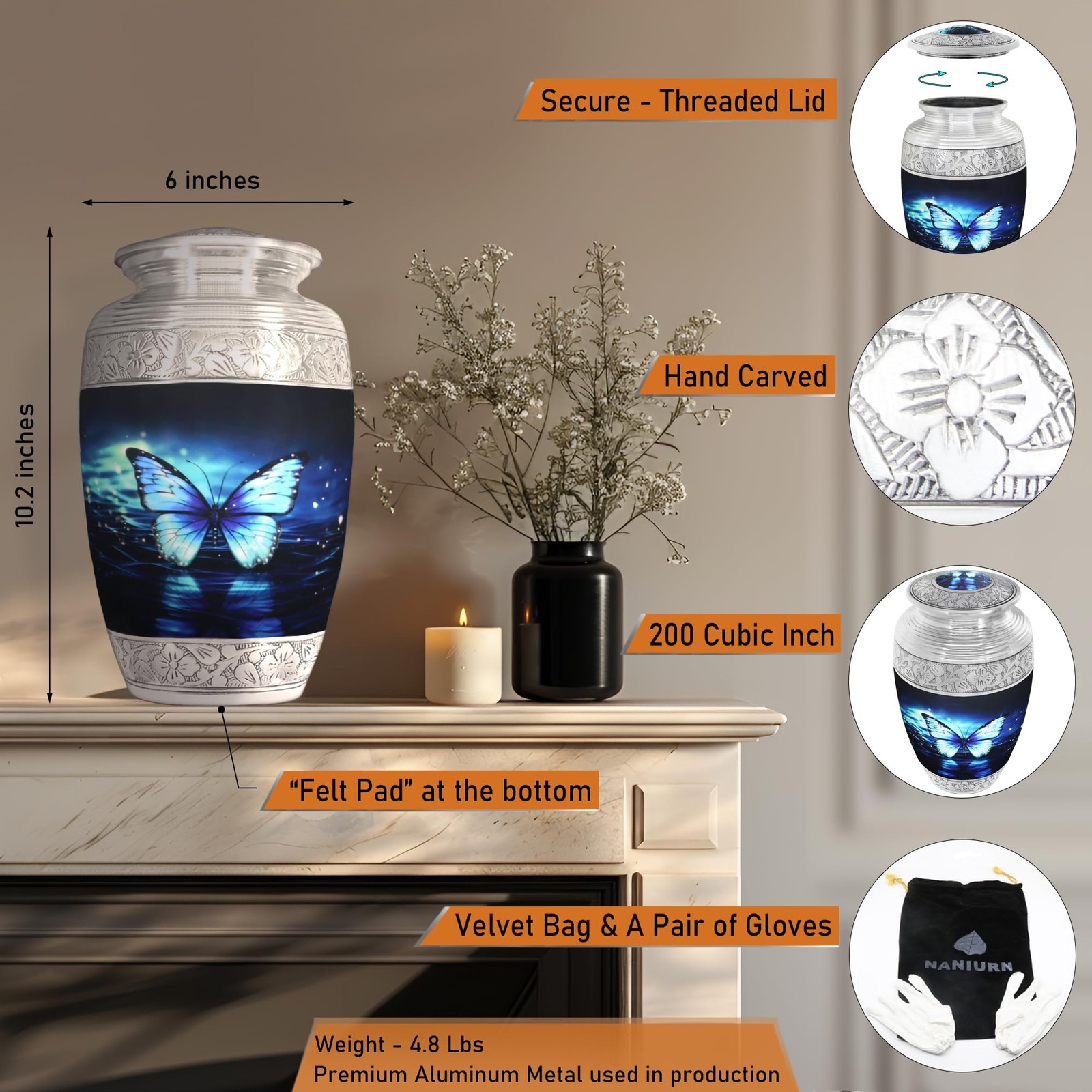 Urn for Ashes Adult Male & Female, Cremation Urns for Human Ashes Adult Man &…