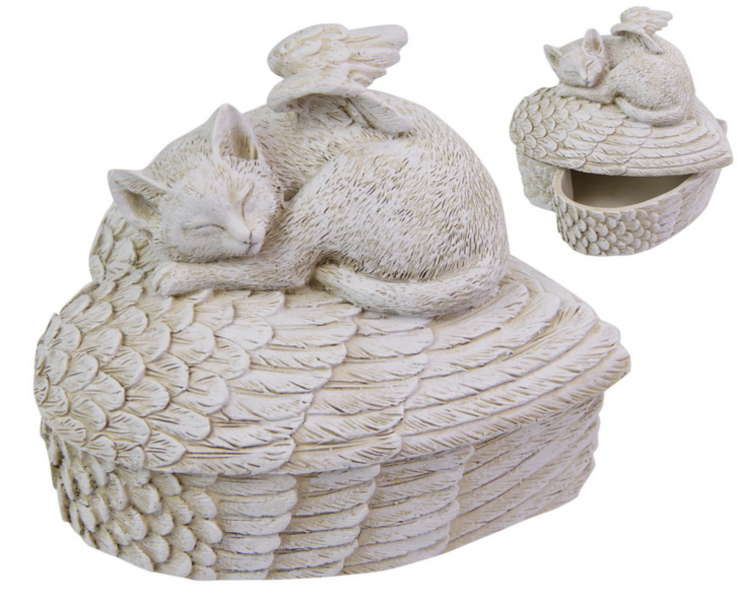 ~❤️PET MEMORIAL Trinket Box Sleeping Angel Dog heart wings Grave Figurine 11cm❤️