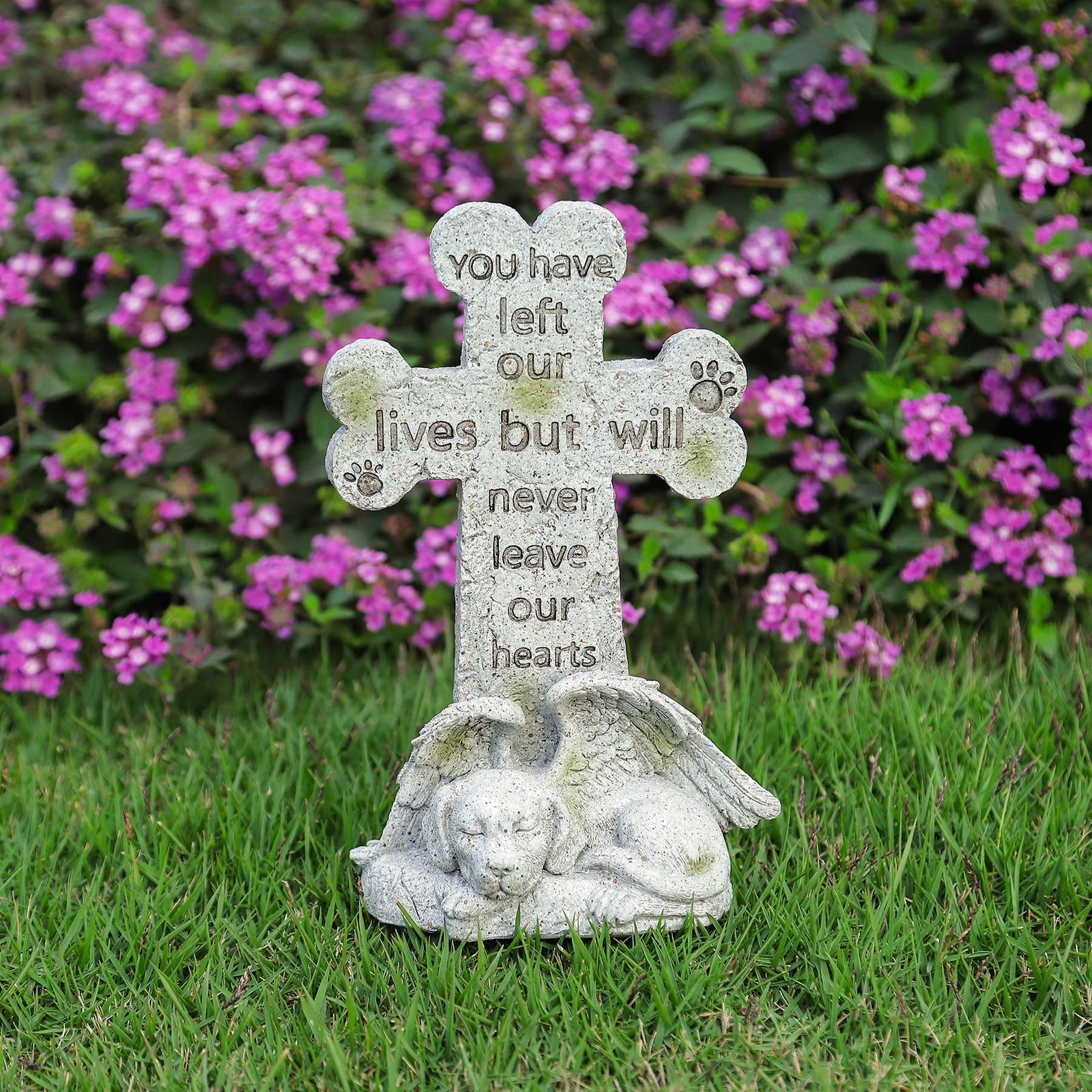 Floryden Memorial Statue – Sleeping Dog Angel 5.31 x 3.15 x 8.27inch, Gray