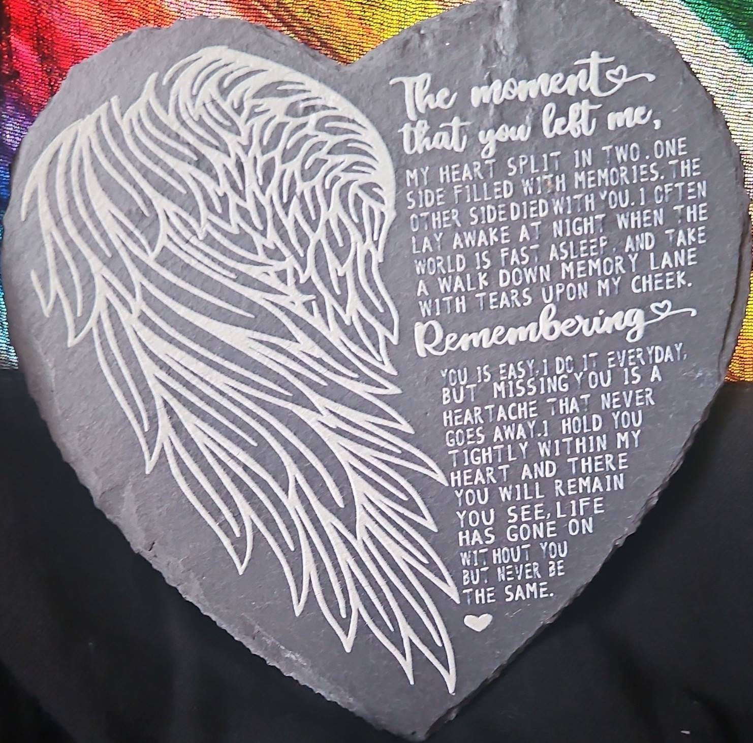 Heart-Shaped Engraved Memorial Plaque/Marker with Remembering Quote Poem