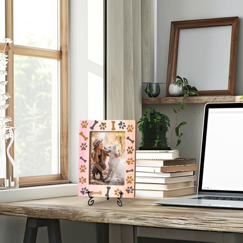 Pet Picture Frame 4×6 Wood – Dog Paw Prints, Gift for Dog Lover, Pet -A