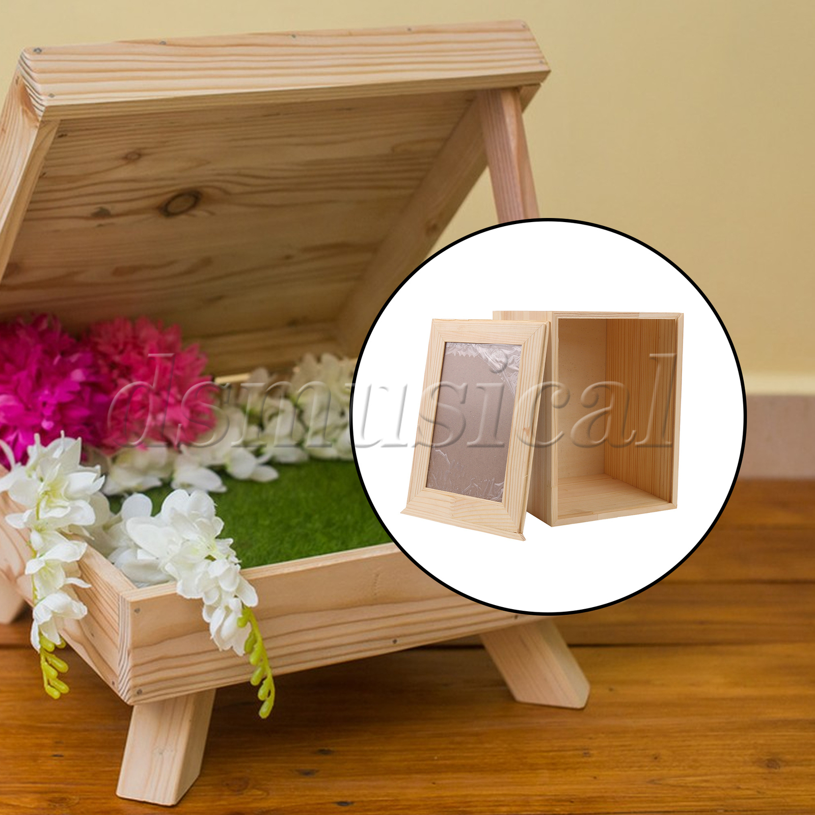 Natural Wood Pet Urn w/ Photo Frame 6.3″ x 6.3″ x 8.66″ for Cremation