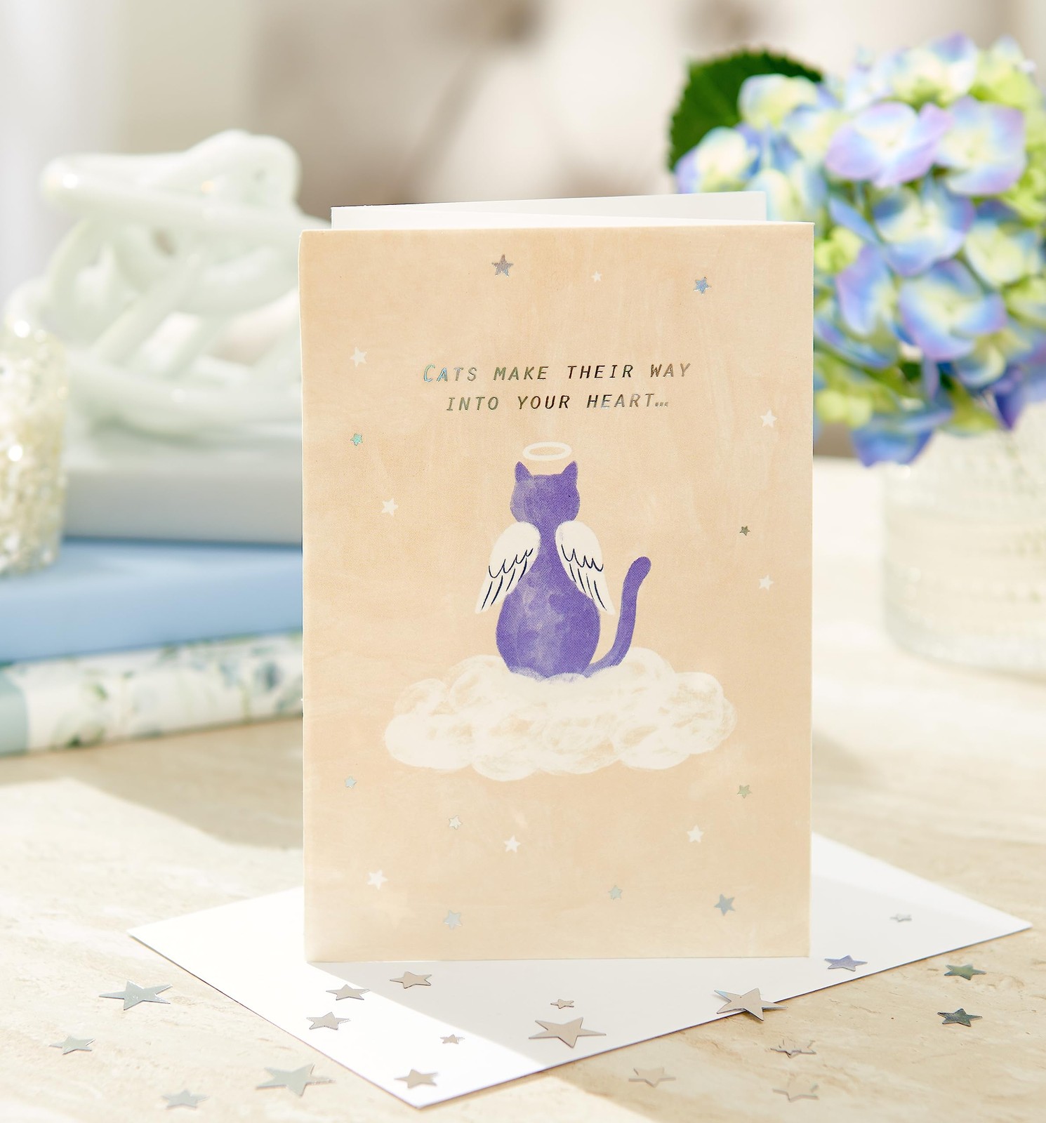 Pet Condolence Card for Cat Lovers, Memorial Keepsake, Grieving Gift, Beige