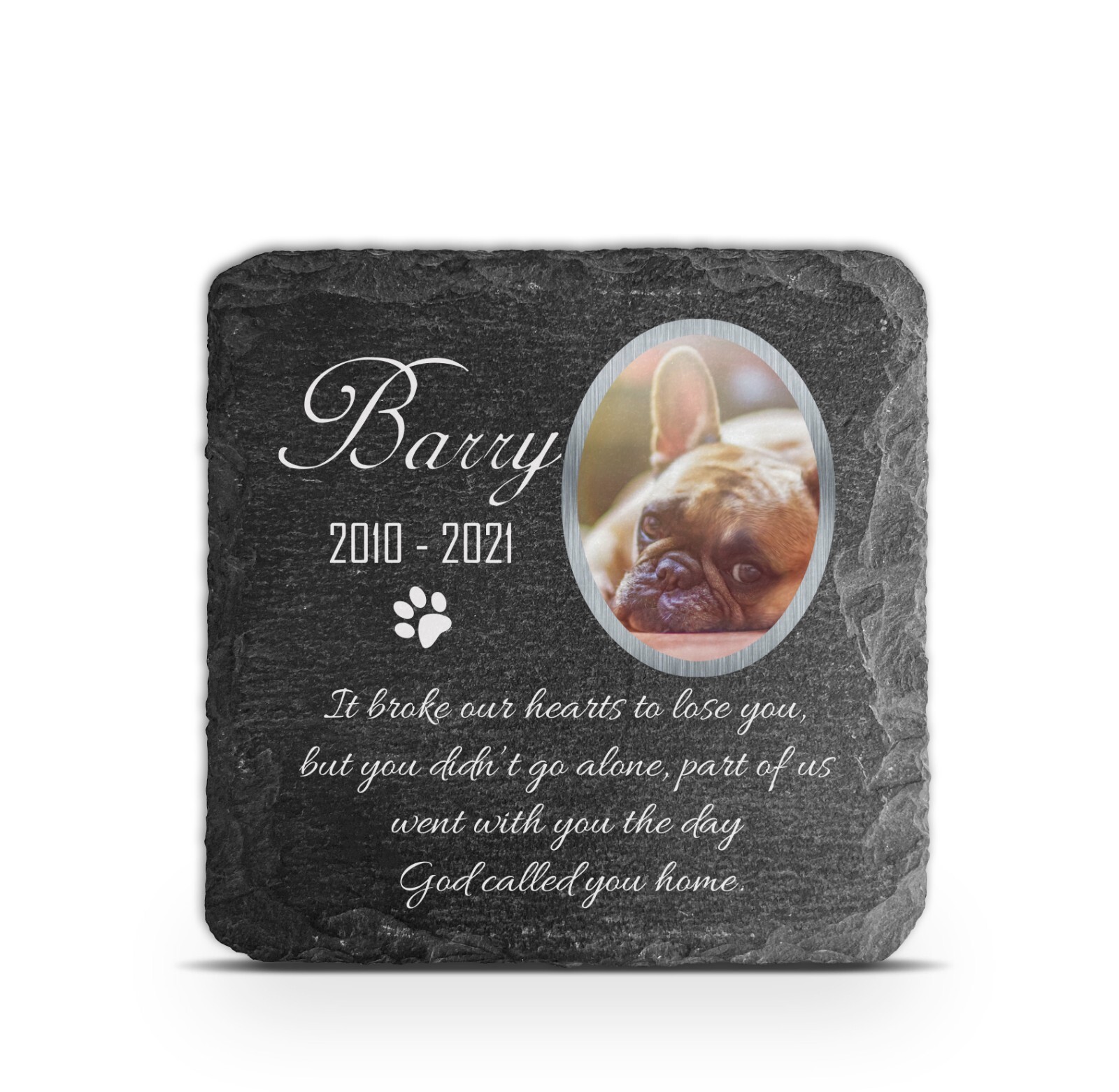 Personalised Pet Memorial Grave marker Keepsake Natural Slate Tombstone 10×10 Cm