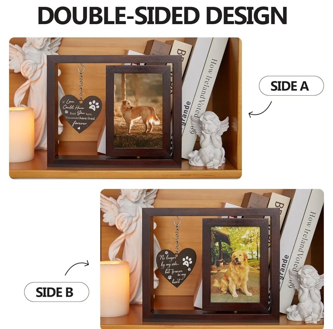 Dog&Cat Picture Frame Pet Memorial Gifts 360°Rotating Picture Frame (4×6″ Photo)