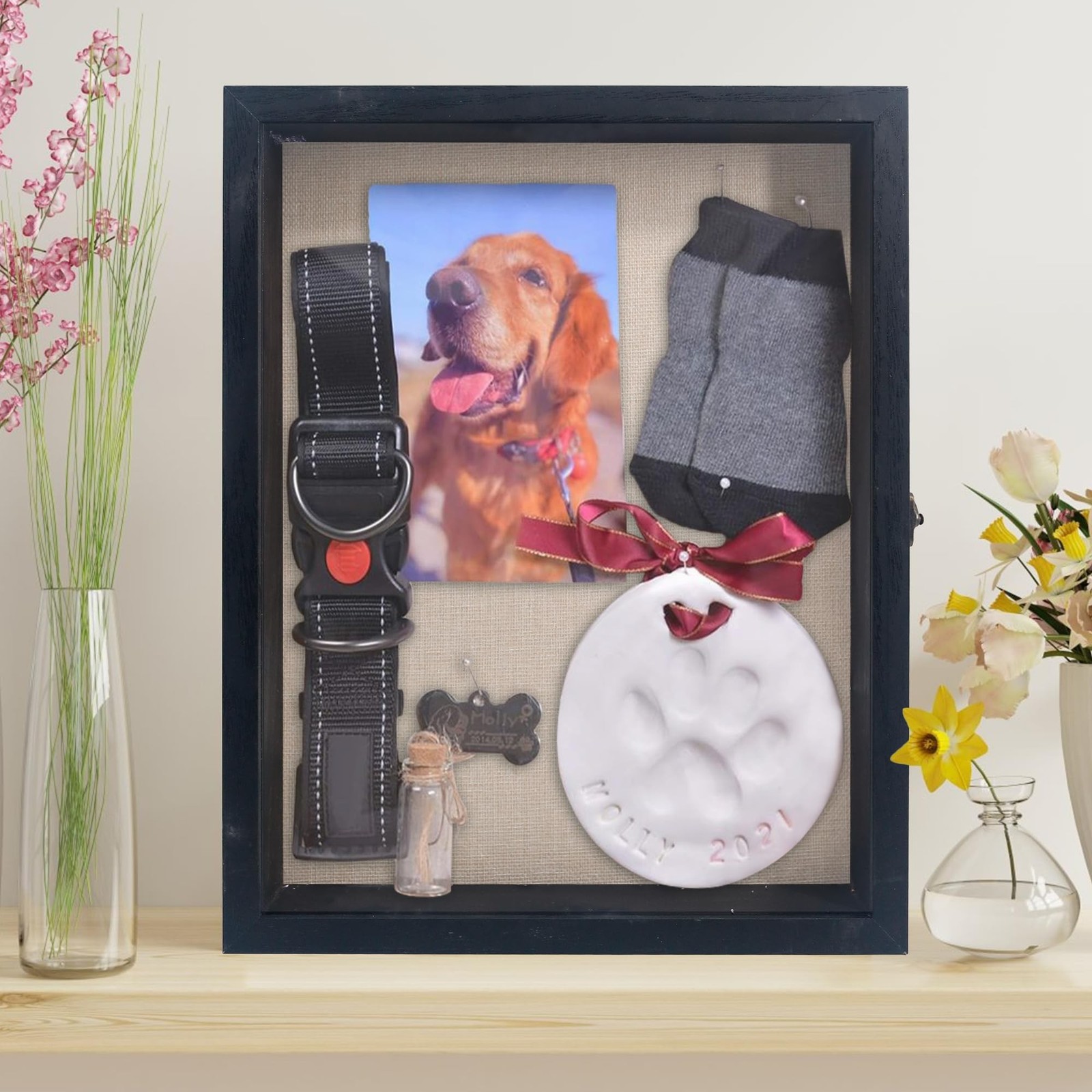 Pet Memorial Shadow Box 11×14, Pet Memorial Dispaly Case Picture Frame Dogs a…