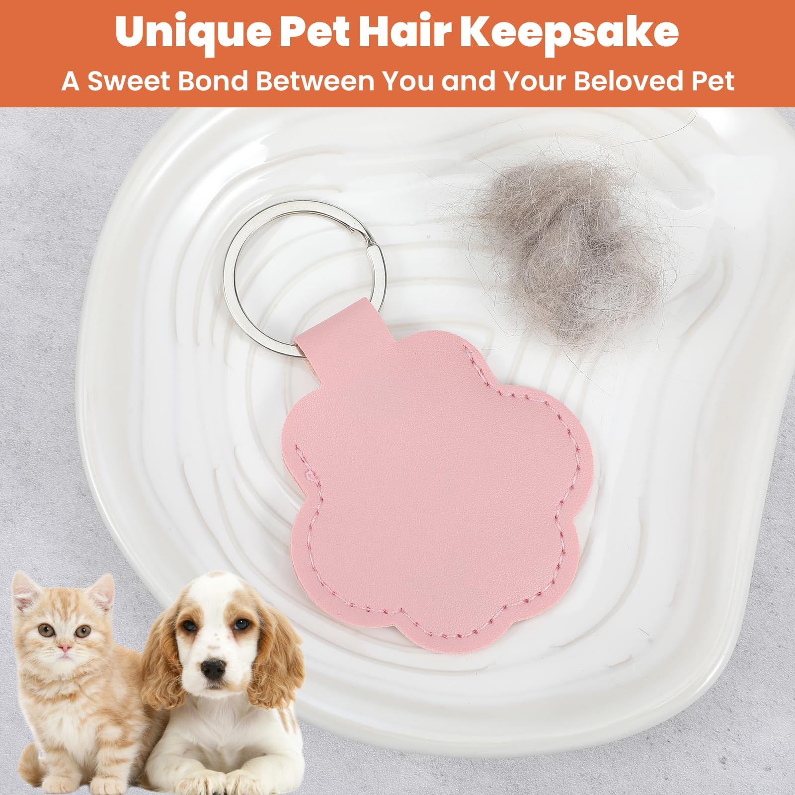 Mabor Pet Hair Keychain – 3Pcs Dog Fur Keepsake with Zinc Alloy Paw De