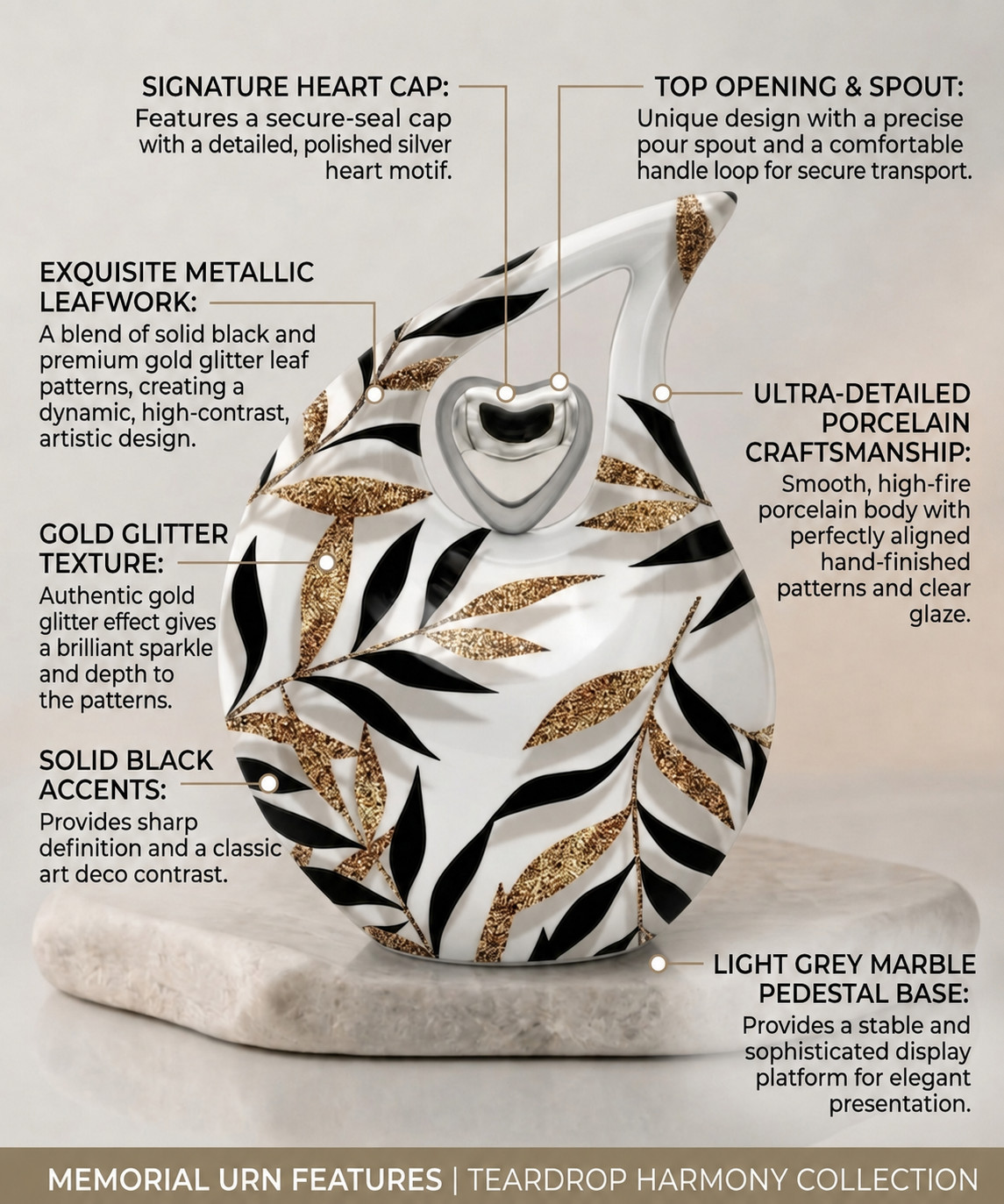 Teardrop Cremation Urn Adult Human Ashes – 200 Cu In Memorial Earns – Love Ones