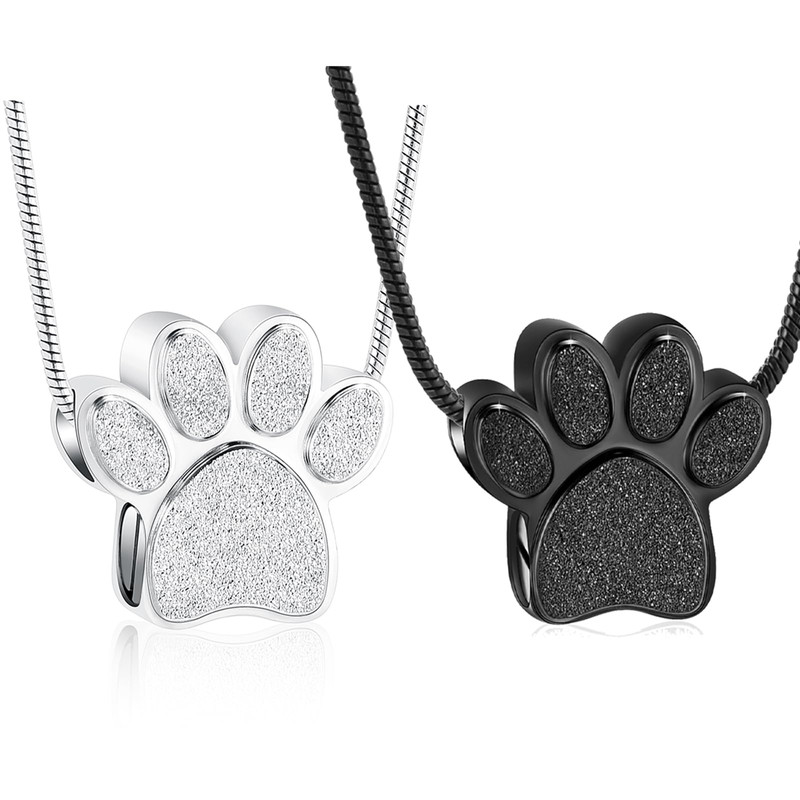 Hearbeingt Pet Cremation Jewelry For Ashes Urn Necklace Paw Print Pet Keepsake
