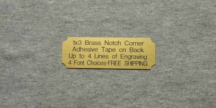 1×3 Custom Engraved Brass Plate Notch Corner Plaque Tag Trophy Flag Pet