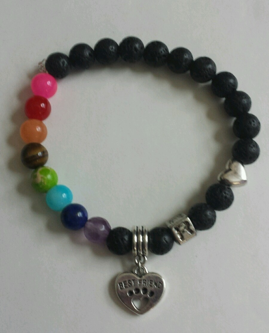Personalized PET Cat/Dog MEMORIAL Paw Print Rainbow Bridge Black BRACELET