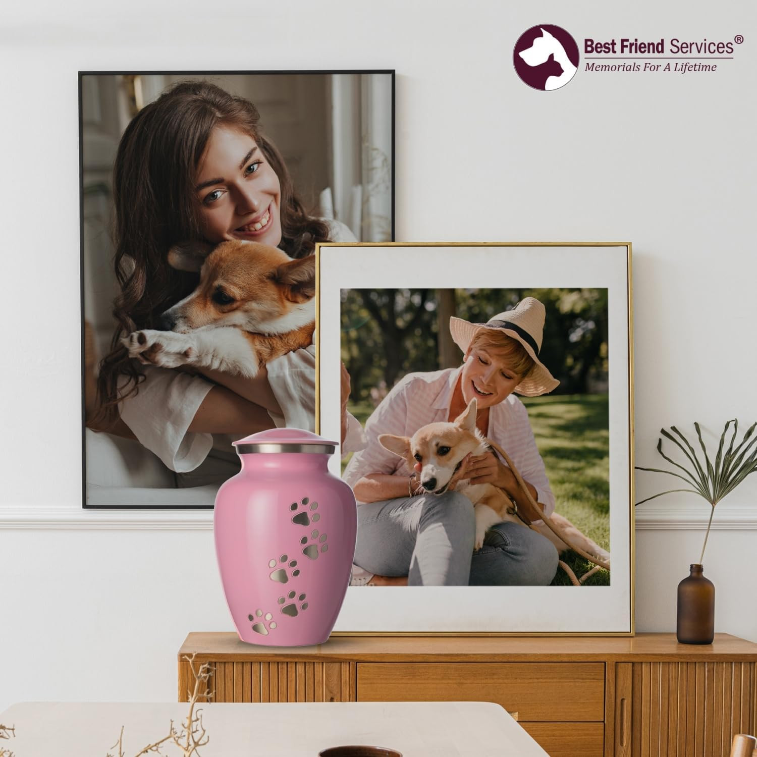 Pet Urn for Dogs Aluminum Memorial Cremation Urn (Large – Pets up to 115lb) Pink