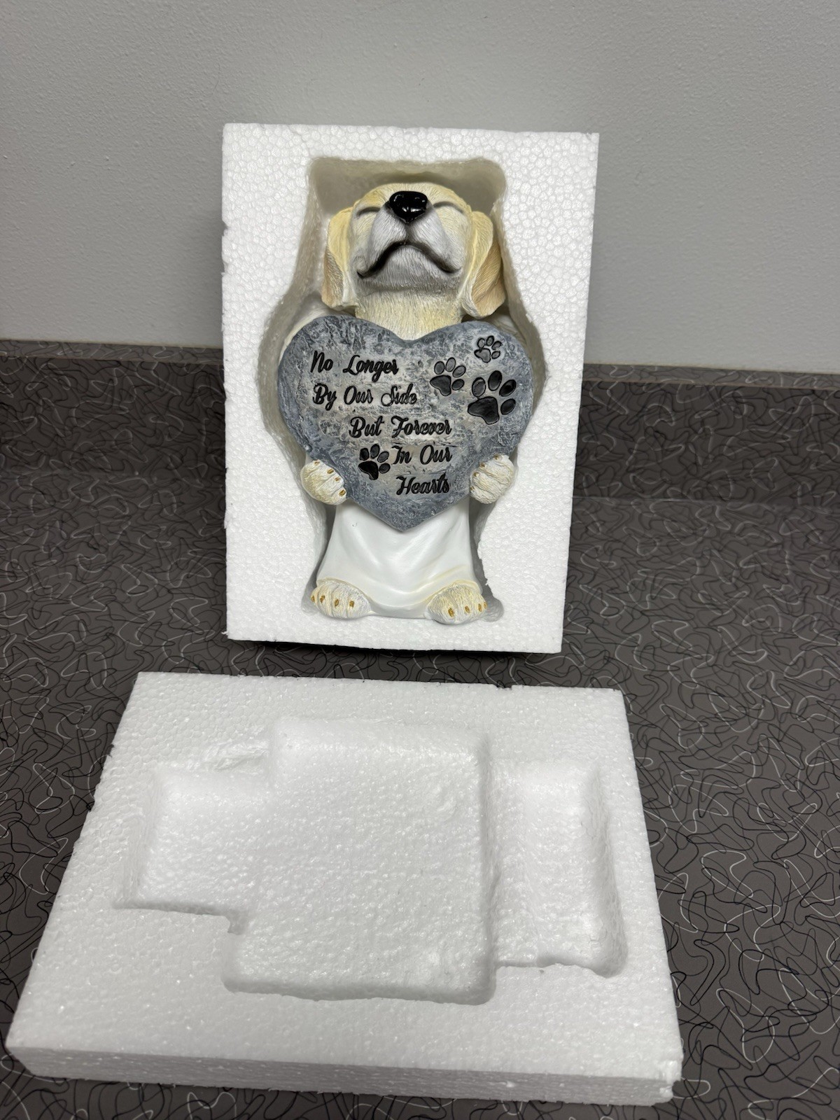Dog Angel 9” Pet Memory Bereavement Statue “No Longer by Our Side…” New in Box