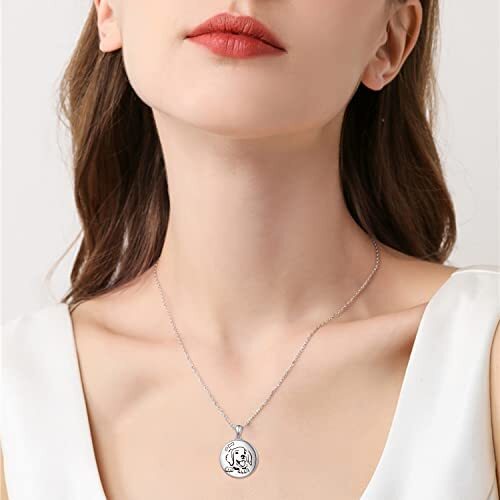 Dog Round Shape Locket That Holds Pictures 925 Sterling Silver Necklace Pendant