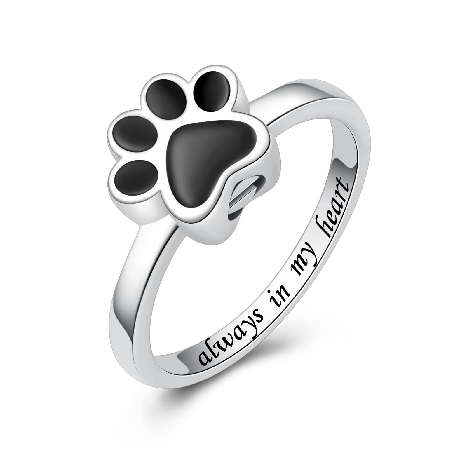 Iohupci Sterling Silver Forever In My Heart Cremation Urn Ring Hold Loved Pet