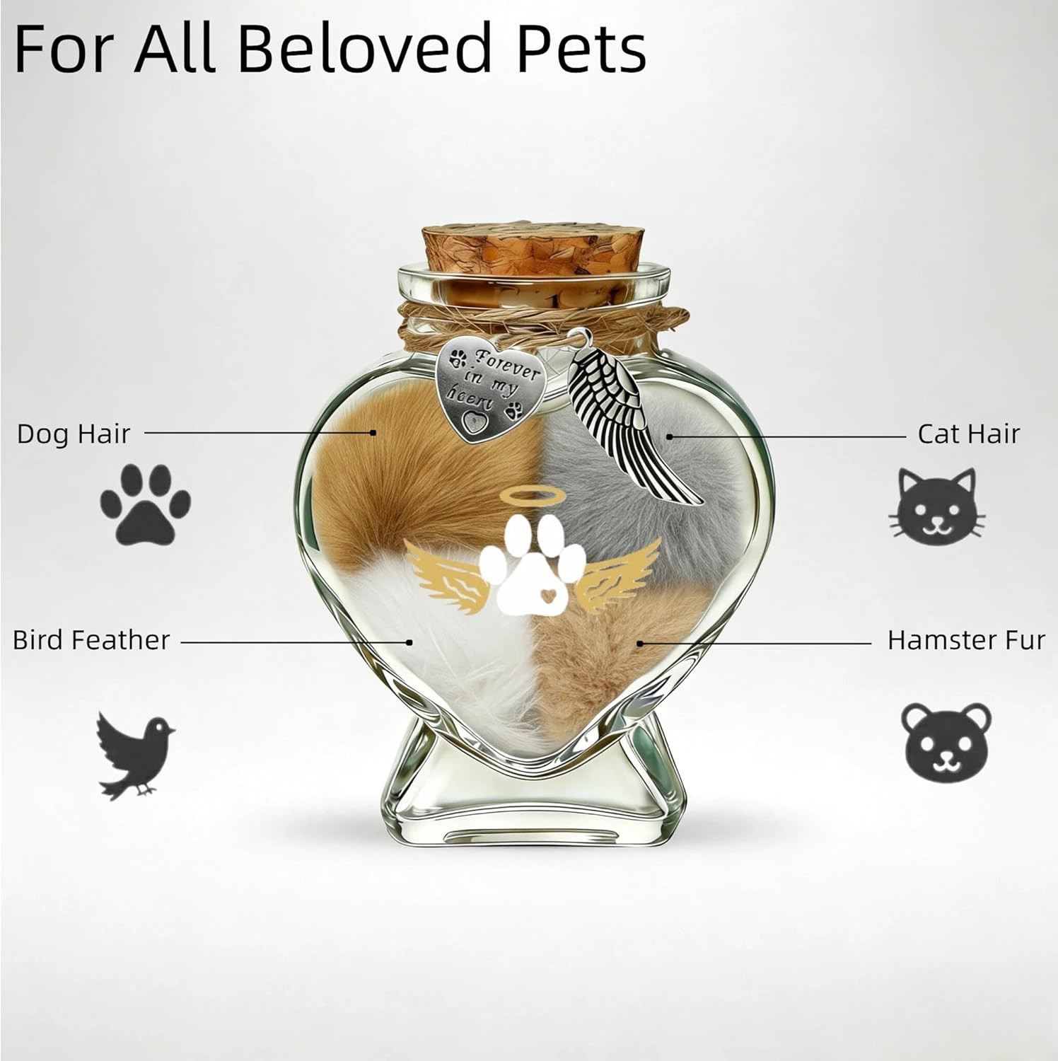 Pet Memorial Bottle for Pet Hair, Pet Fur Memorial Keepsake, Keepsake for Dog an