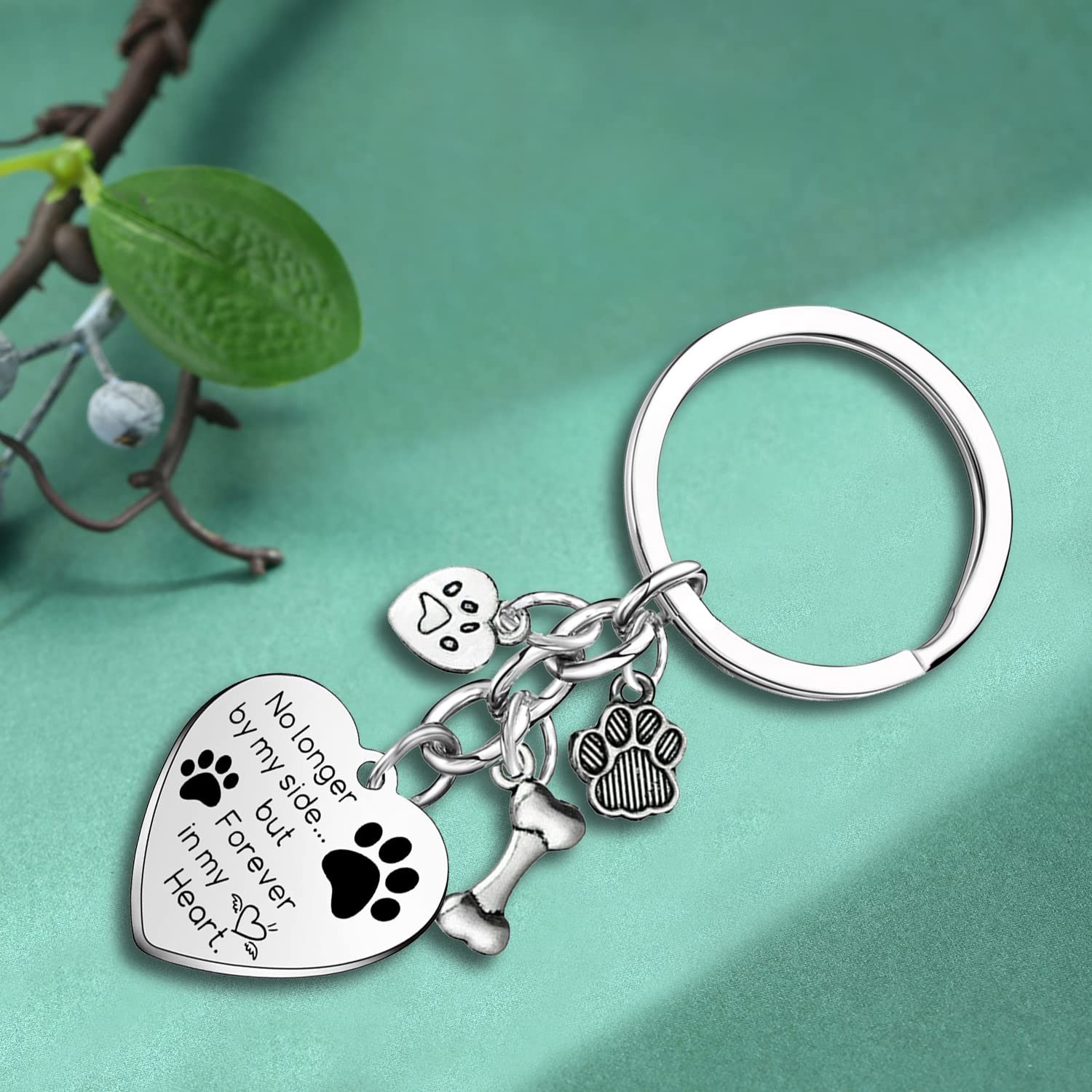Mebvdebe Dog Memorial Gifts Pet Keychain No Longer One Size, Silver