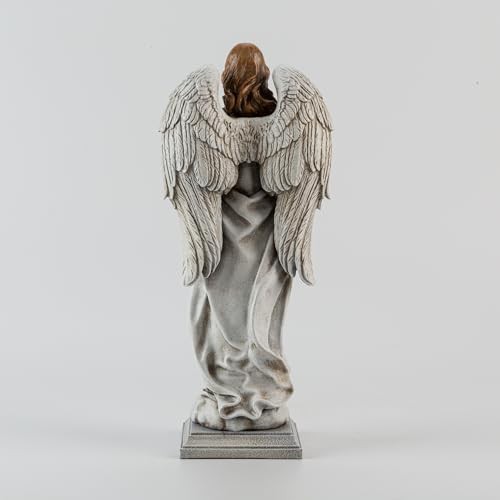 Garden Angel with Flower Wreath Statue – 16″ Outdoor Memorial Angel Decor