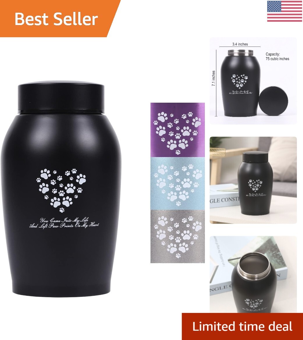 Premium Stainless Steel Pet Urn – Respectful Memorial for Pets up to 75 lbs