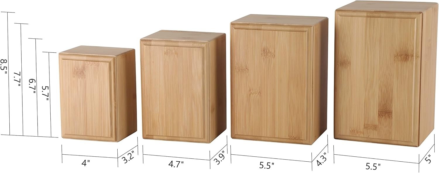 X-Large Bamboo Pet Urns for Dog Ashes, Bamboo Wooden Pet Urn for Funerals and Me