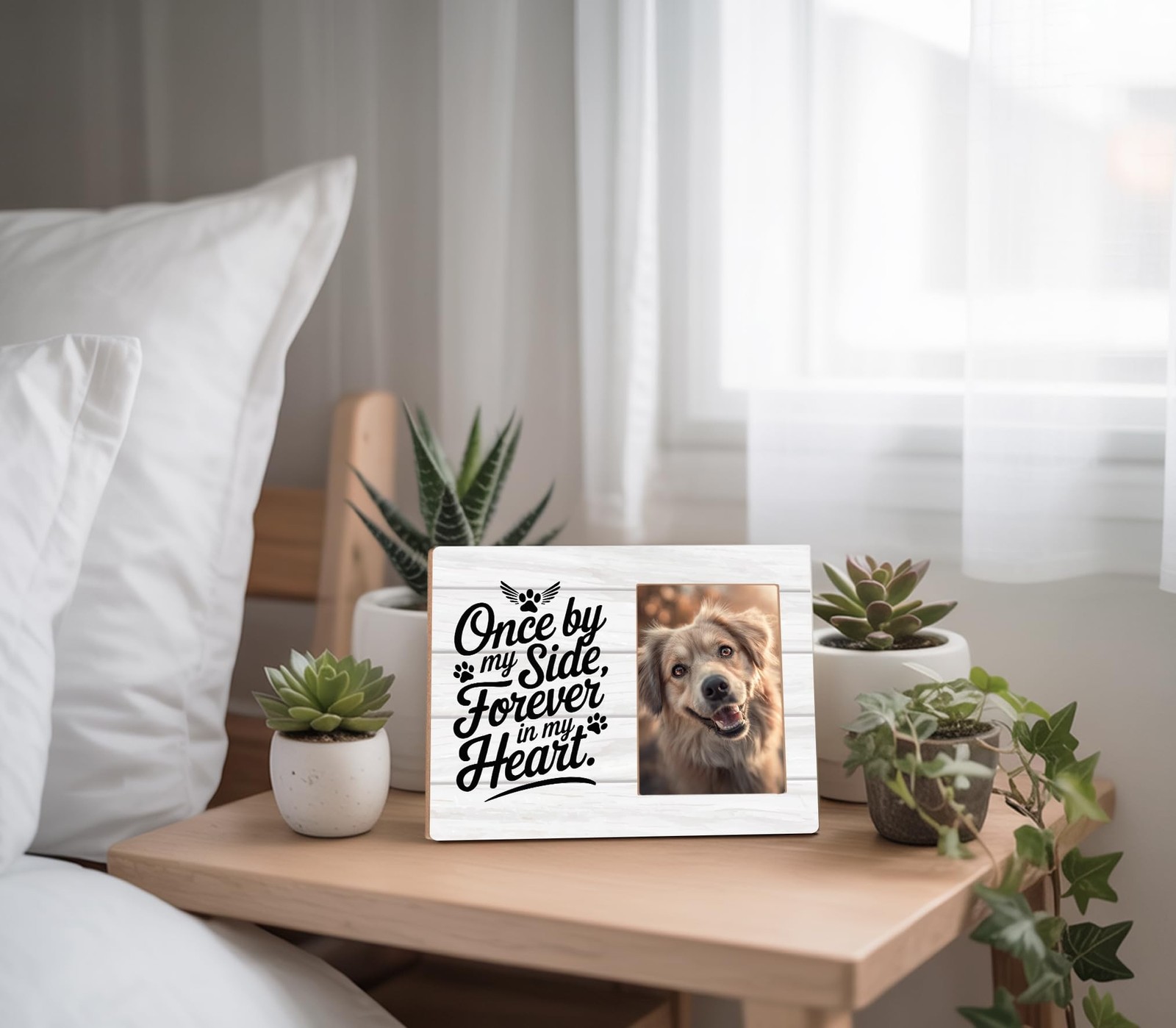Pet Memorial Gifts for Dogs,Once by My Side Forever in My Heart,4×6 Picture F…