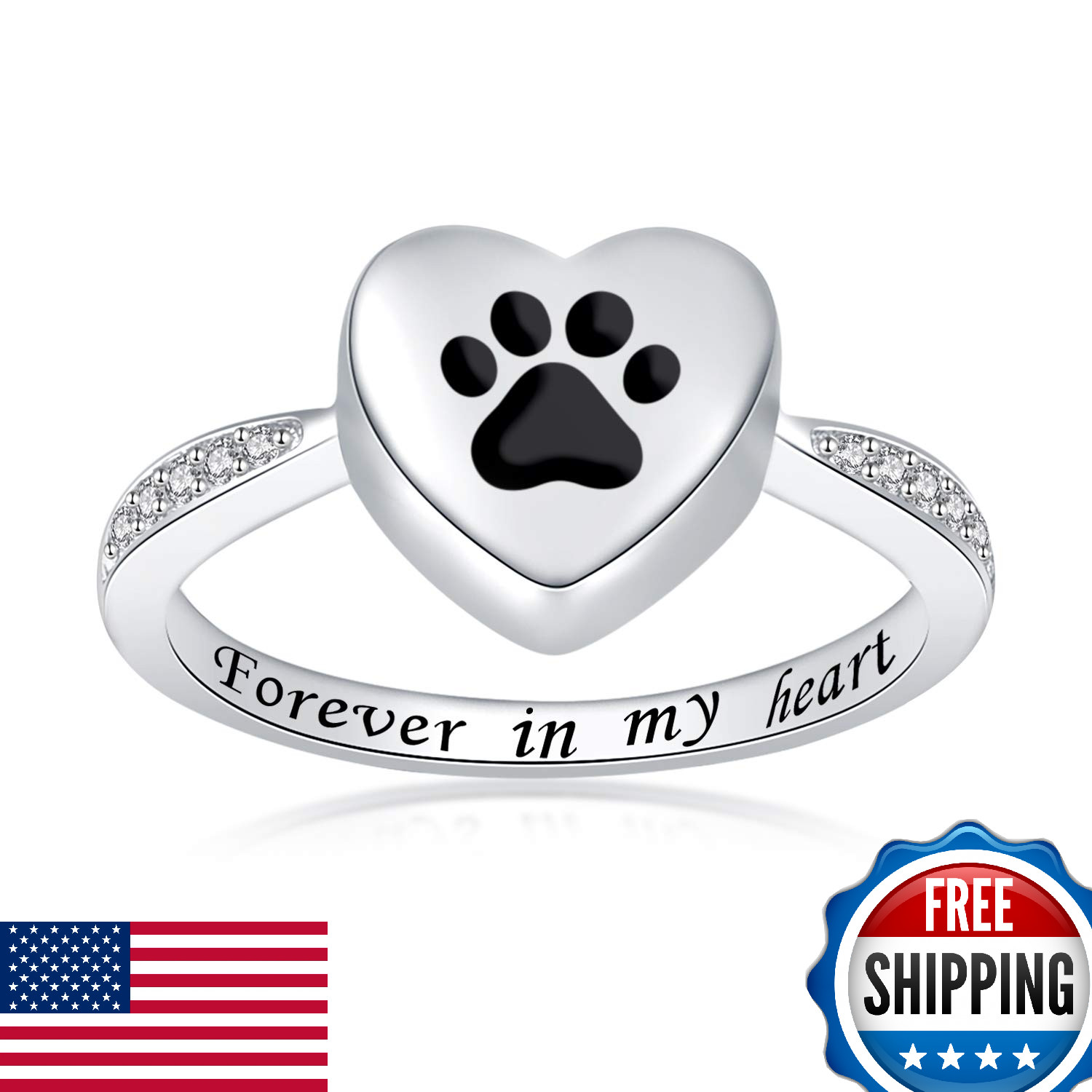 925 Sterling Silver Love Heart Urn Ring for pet Dog Cat’s Ashes Keepsake Memoria