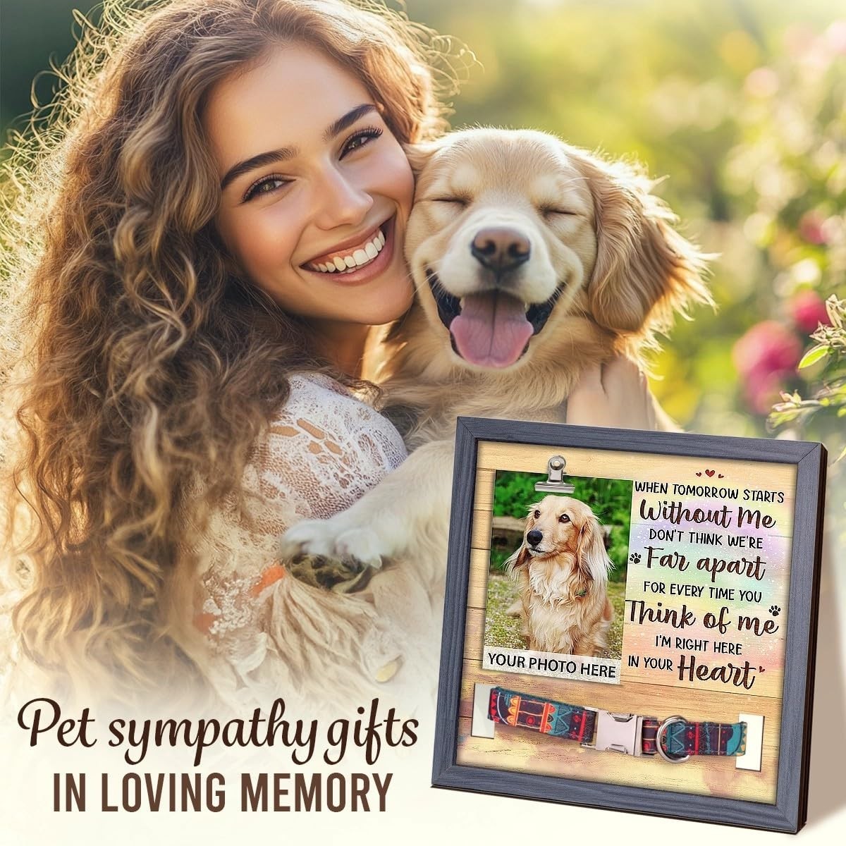 Pawfect House Dog Memorial Gifts for Loss with Collar, Dog Photo Frame, Memory