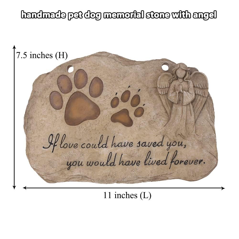 Jinhuoba Pet Dog Memorial Stones Headstones Plaques Angel Sympathy Paw Prints