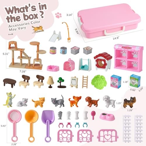 Sensory Bin,Play Sand Kit for Girls and Boys with 2.2lbs Sensory Cat and Dog