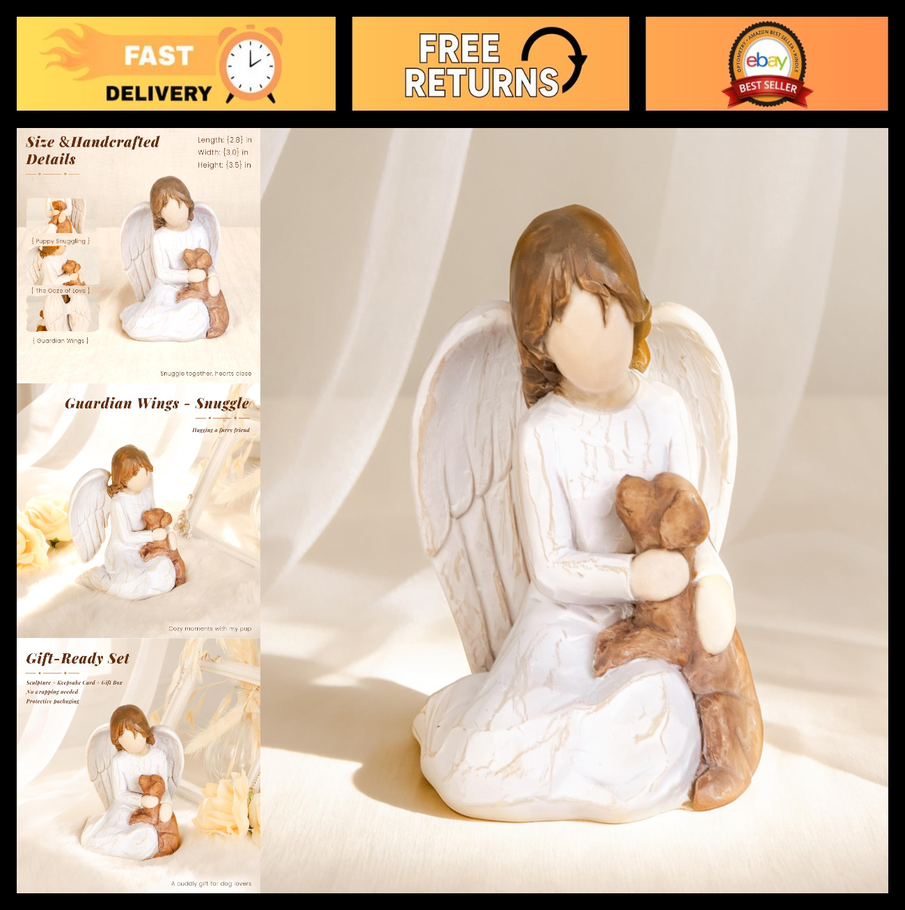 Dog Memorial Figurine – Guardian Angel Pet Remembrance Gift for Loss of Dog