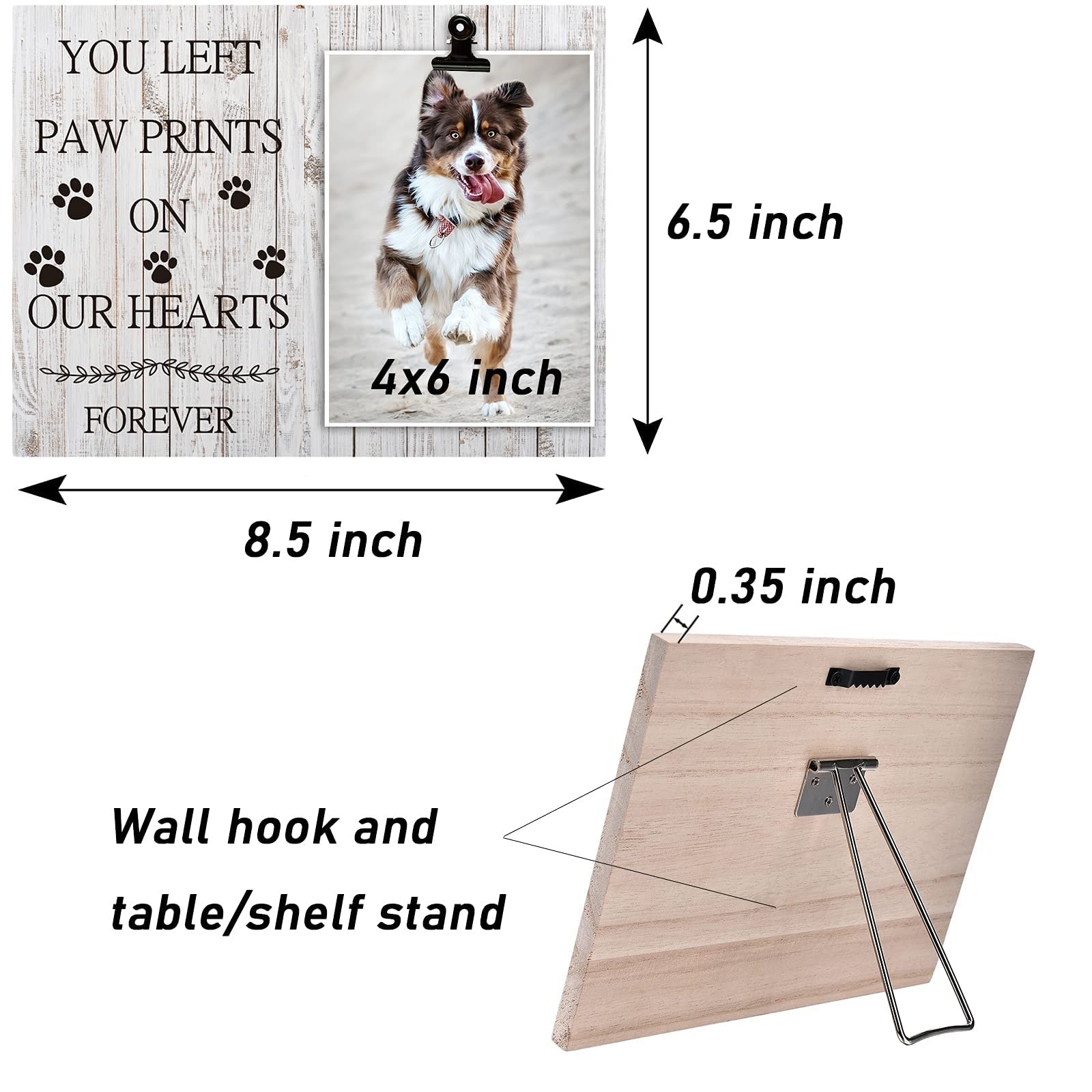 Pet Picture Frame Cat Or Dog Memorial Pet Loss Wooden Photo Frame 4×6 Inch