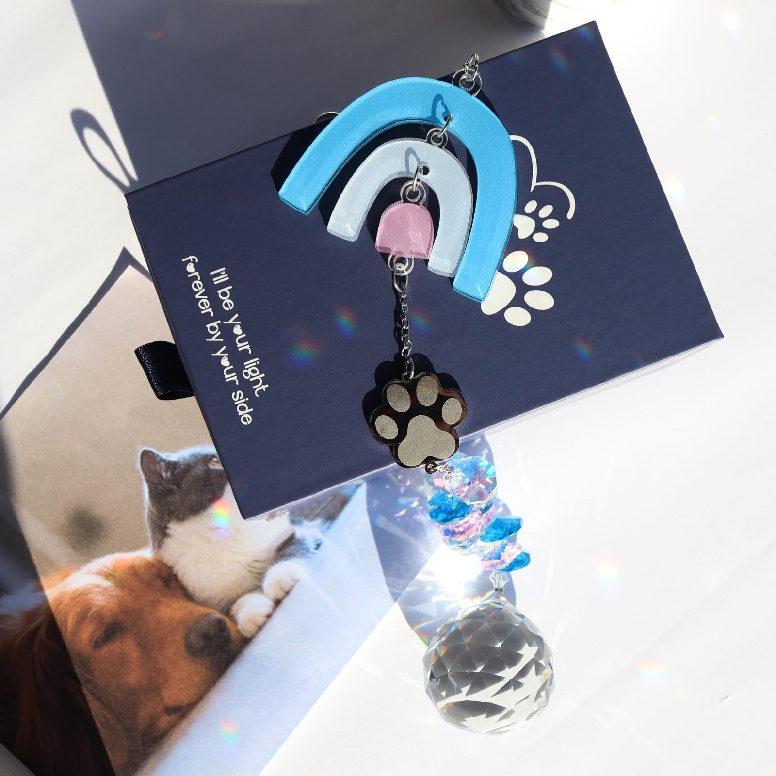 Pet Memorial Suncatcher with Crystal – Rainbow Bridge Pet Loss Gift for Dogs …