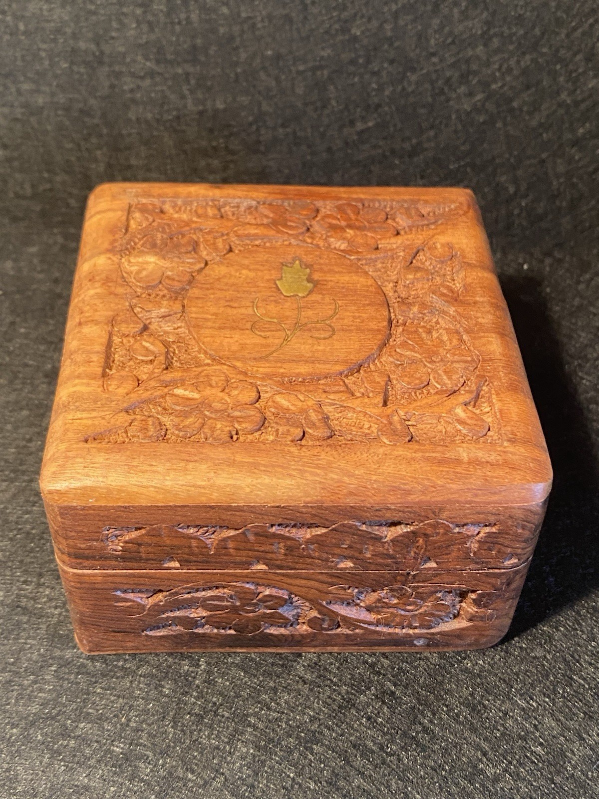 Cremation Urn For Ashes Small Wooden Pet Memorial Keepsake Box Trinket Brass