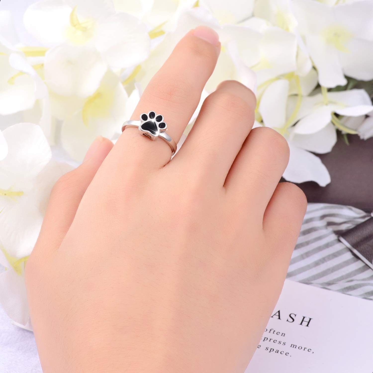 Iohupci Sterling Silver Forever In My Heart Cremation Urn Ring Hold Loved Pet