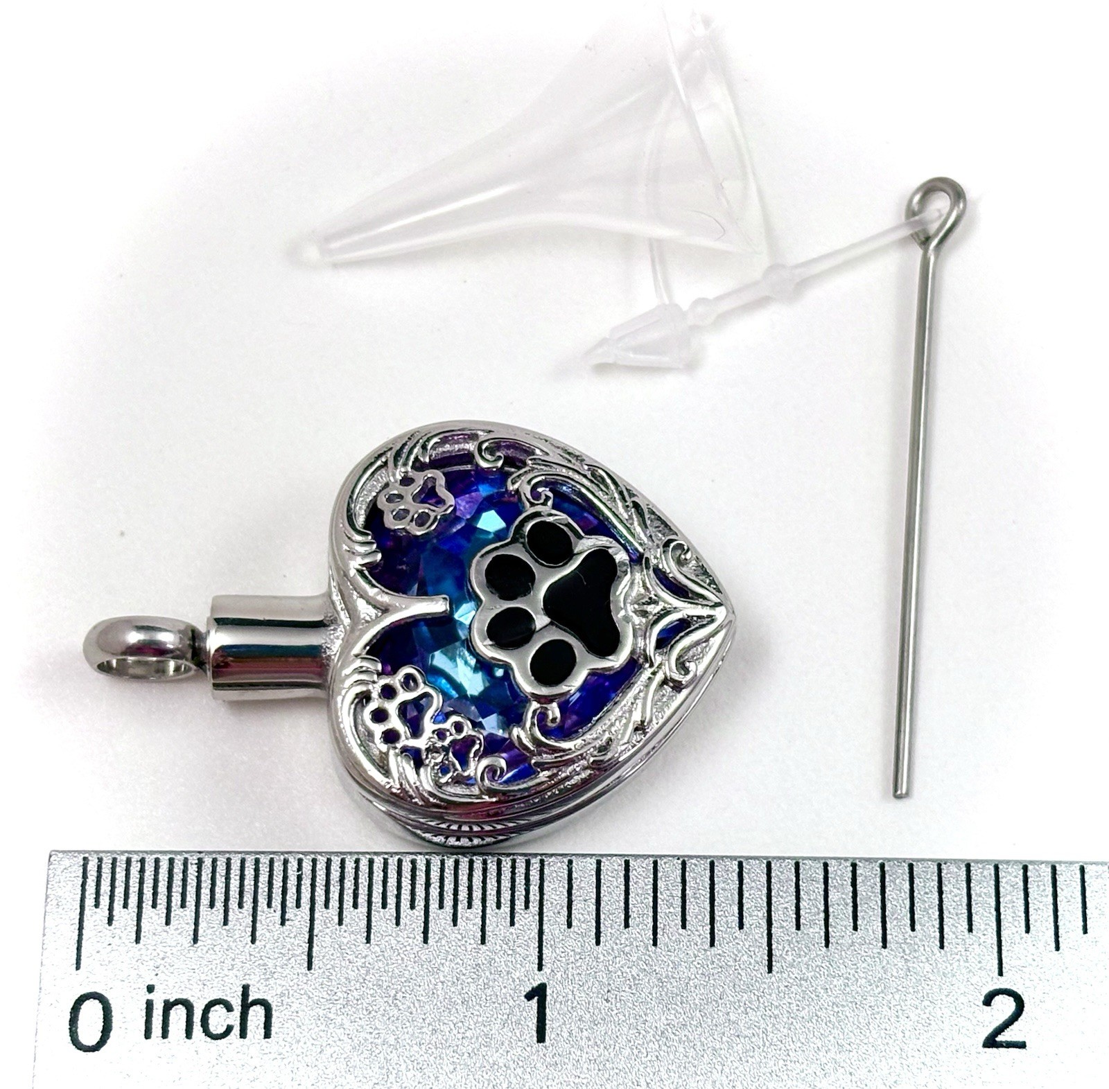 Paw Print Cremation Pendant Urn Keychain 1″ Key Ring for Ash Dog Cat Pet Purple